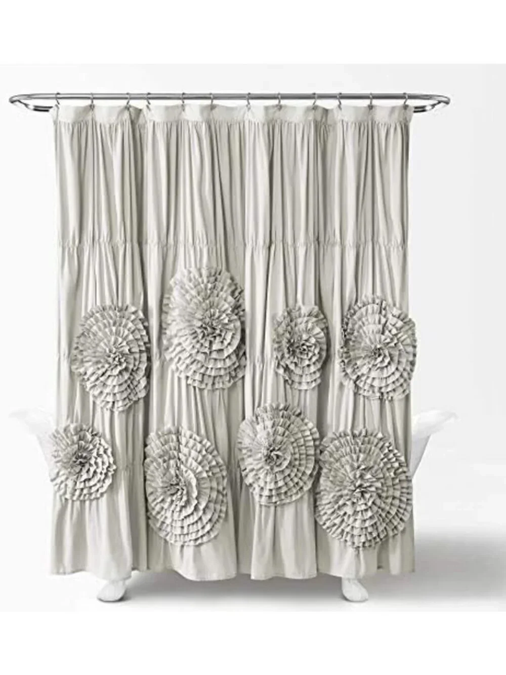 Ruffled Light Gray Shower Curtain 72